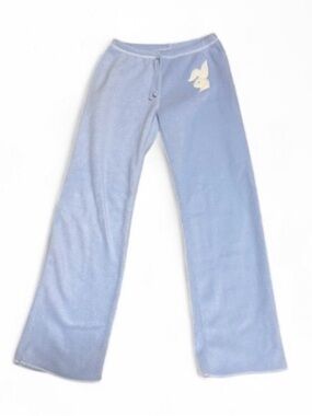 Vintage Y2K Playboy Bunny Baby Blue Fleece Flare Sweatpants
